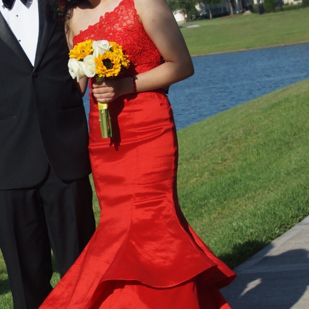Red One Shoulder Long Dress